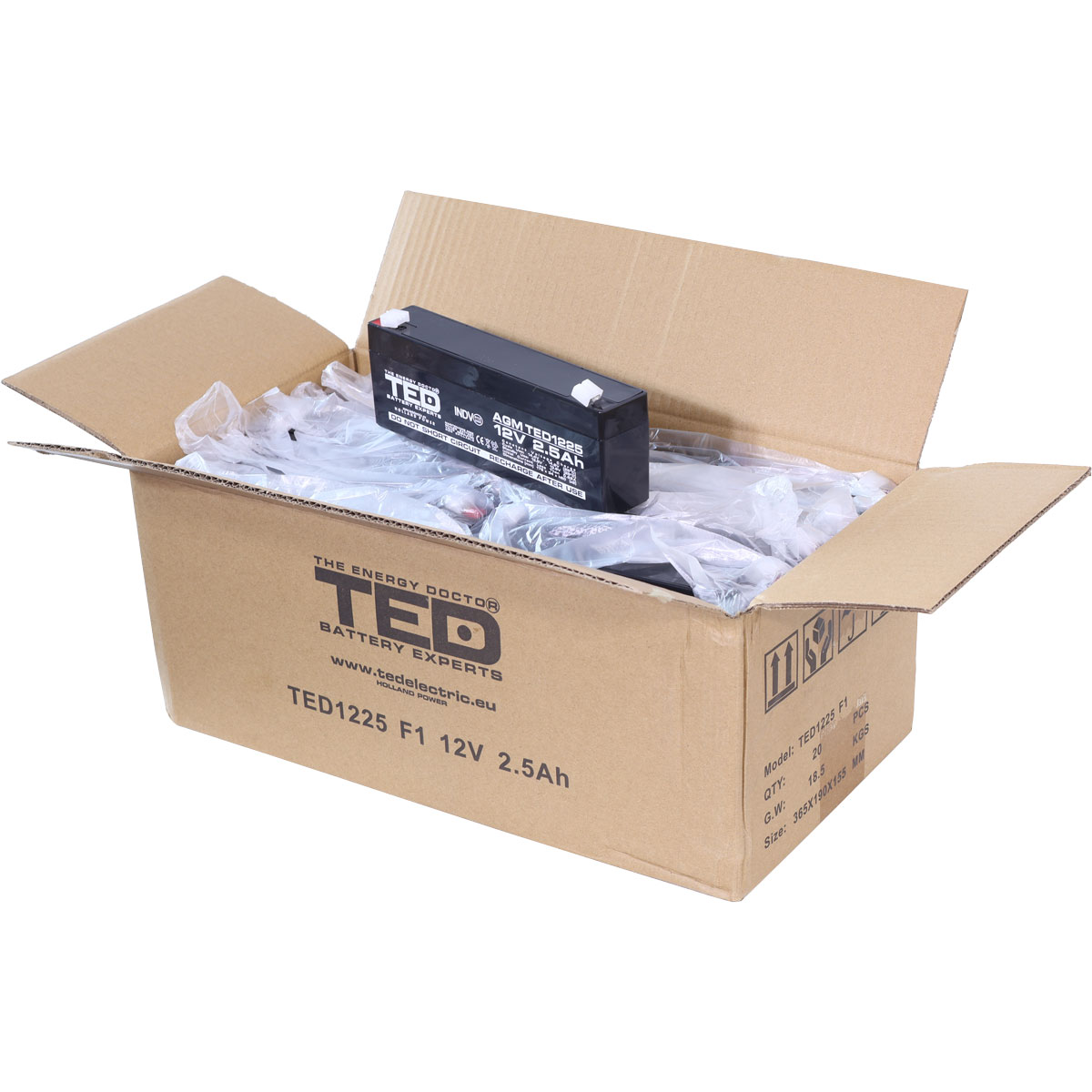 Acumulator 12V Stationar VRLA, Dimensiuni 178 x 34 x 60 mm, Baterie 12V 2.5Ah F1, TED Electric TED003096