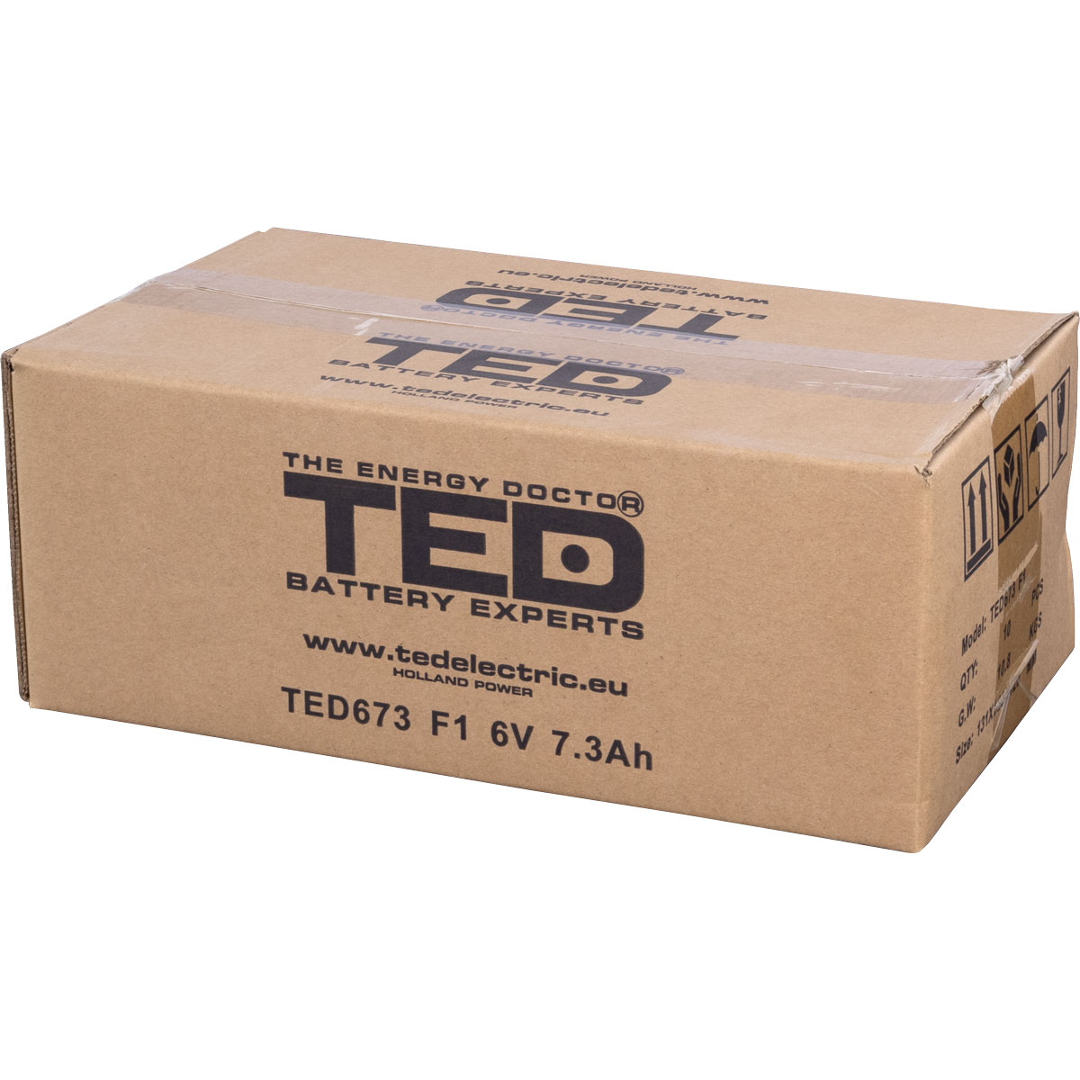 Acumulator 6V Stationar VRLA, Dimensiuni 151 x 34 x 95 mm, Baterie 6V 7.3Ah F1, TED Electric TED002976