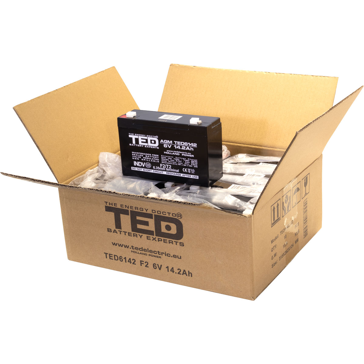 Acumulator 6V Stationar VRLA, Dimensiuni 151 x 50 x 95 mm, Baterie 6V 14.2Ah F2, TED Electric TED003034