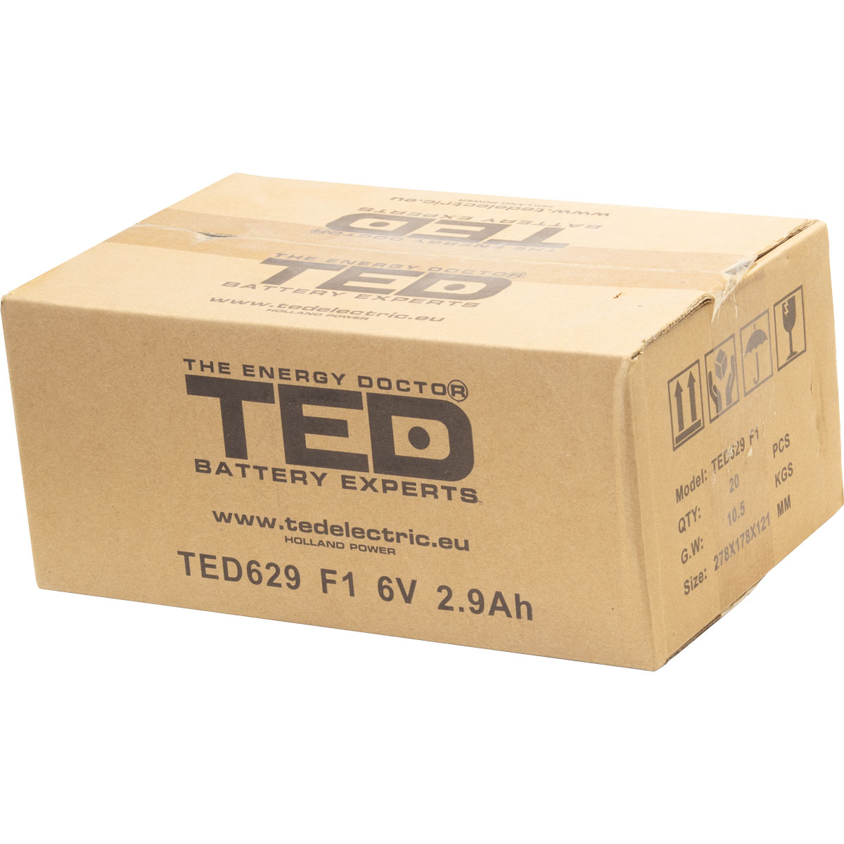 Acumulator 6V Stationar VRLA, Dimensiuni 65 x 33 x 99 mm, Baterie 6V 2.9Ah, TED Electric TED002877