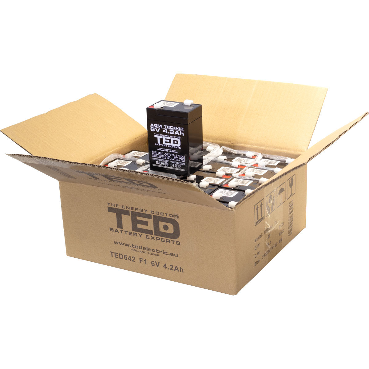Acumulator 6V Stationar VRLA, Dimensiuni 70 x 48 x 101 mm, Baterie 6V 4.2Ah, TED Electric TED002914