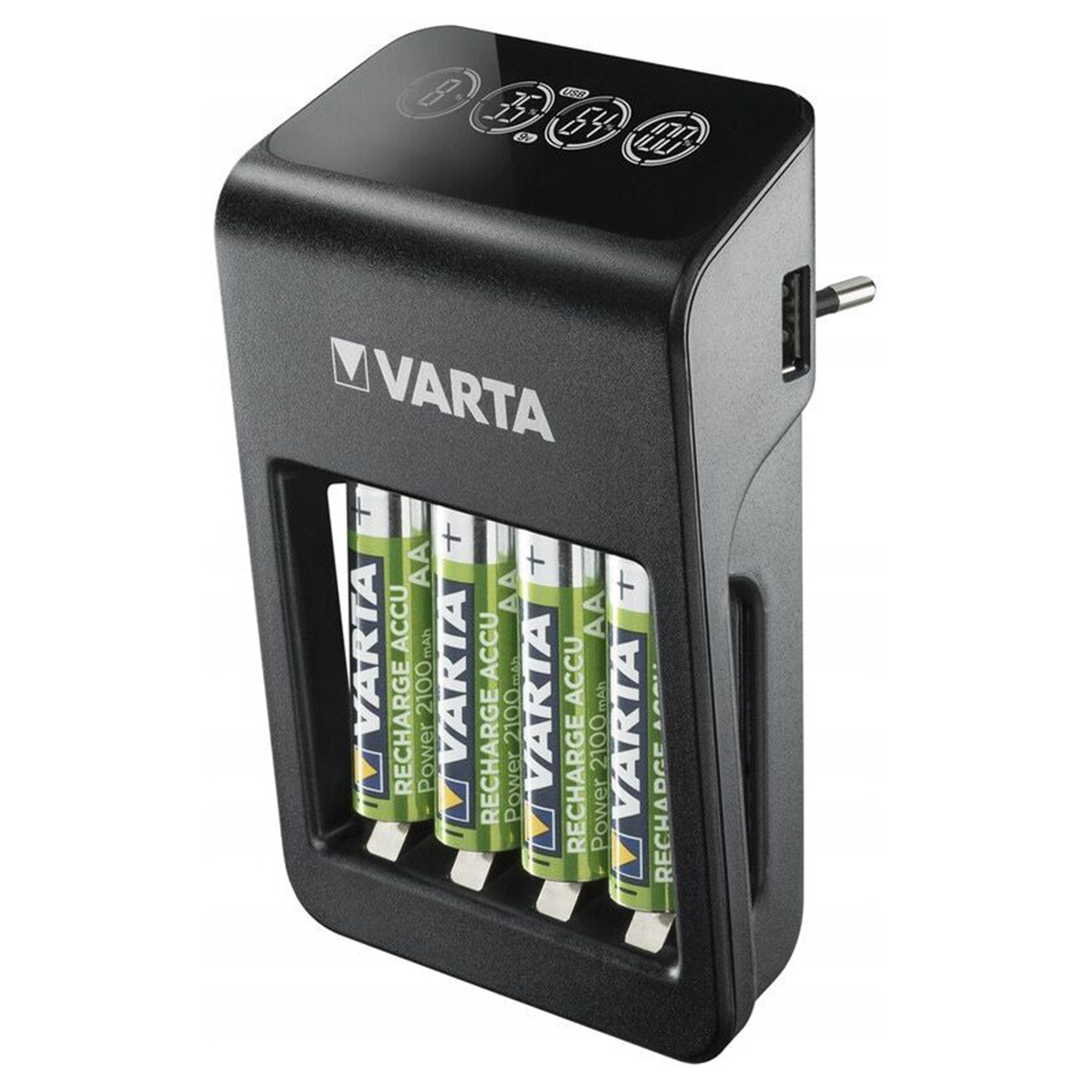 Incarcator RESIGILAT Varta LCD Plug Charger Plus Include Acumulatori 4 x AA R6 2100mAh 57687