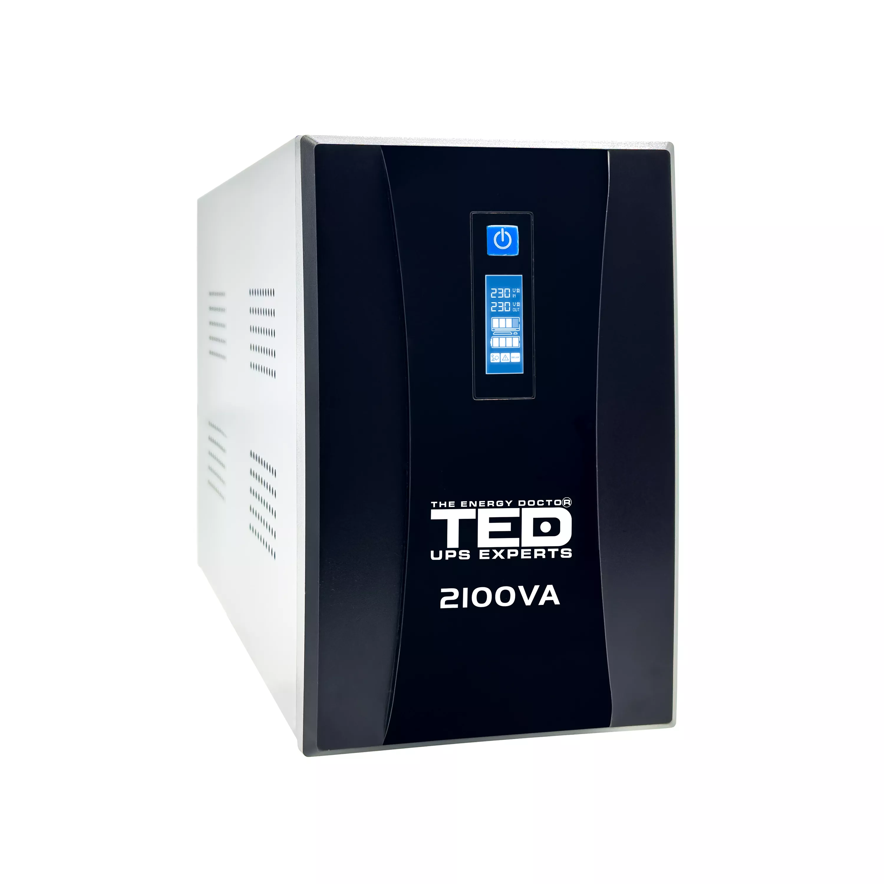 UPS RESIGILAT 2100VA 1200W cu Stabilizator si Management, 2x Schuko, Ecran LCD si 2x Acumulator 12V 9Ah, TED Electric