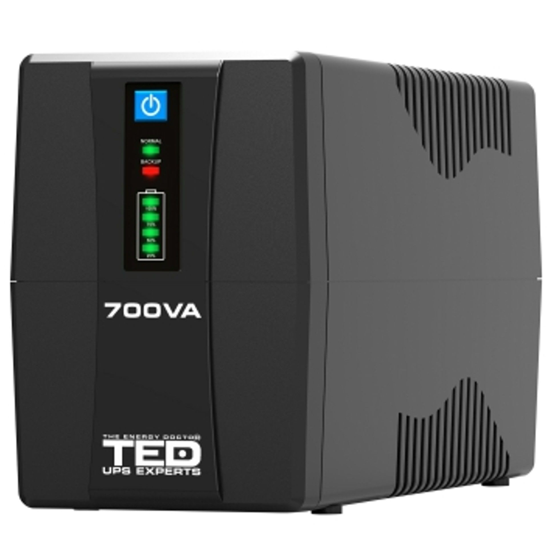 Sursa Neintreruptibila - UPS RESIGILAT 700VA 400W cu Stabilizator fara Management, 2x Schuko, Ecran LED si Acumulator 12V 7Ah, TED Electric, globstar.ro
