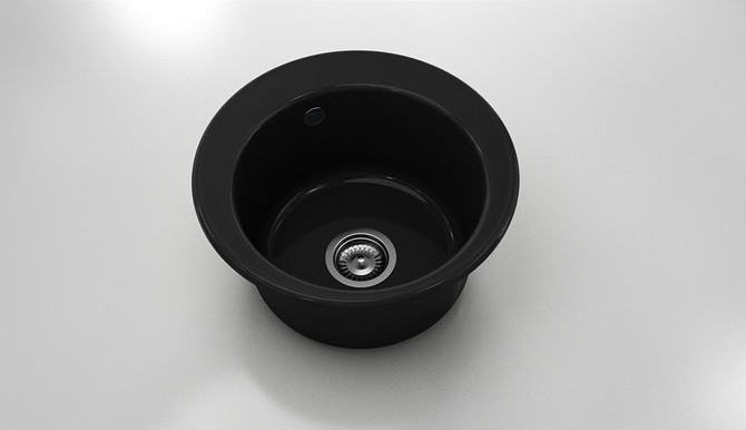 CHIUVETA BUCATARIE ROTUNDA NEAGRA  MARMURA COMPOZIT 220/12 49CM