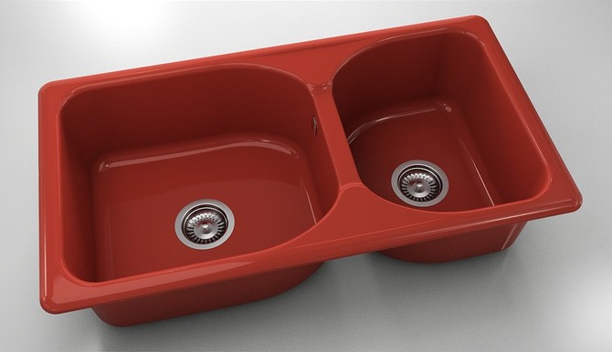 CHIUVETA CU 2 CUVE MARMURA COMPOZIT 90*49*21 CM ROSIE 