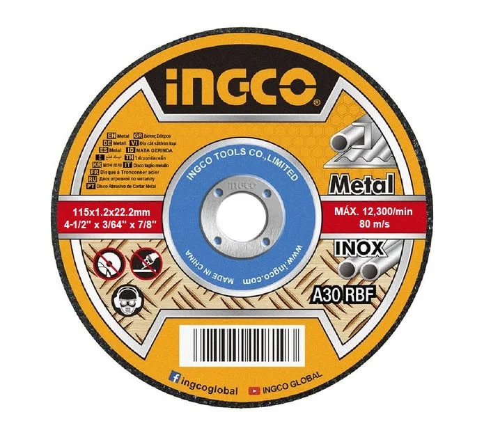 Disc debitare metal si inox INGCO 115 x 1.2 mm SET 50 buc