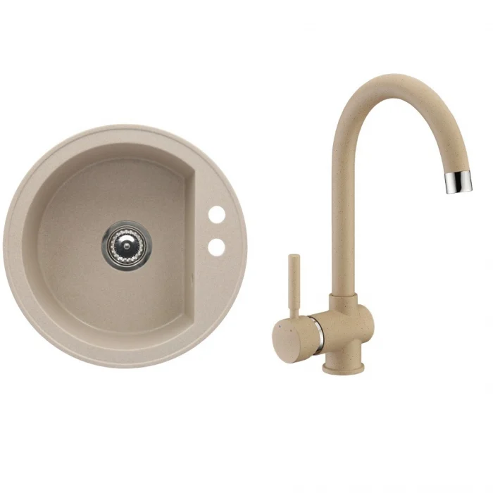 SET CHIUVETA BUCATARIE ROTUNDA CU 1 CUVA + BATERIE