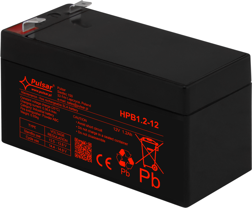 Acumulator 1,2Ah / 12V Pulsar HPB1.2-12, [3],high-security.ro