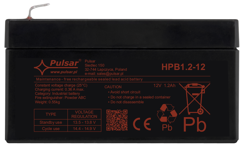 Acumulator 12V/1.2Ah Pulsar HPB1,2-12, [3],high-security.ro