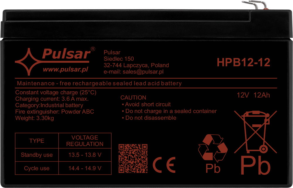 Acumulator 12V/12Ah Pulsar HPB12-12, [3],high-security.ro
