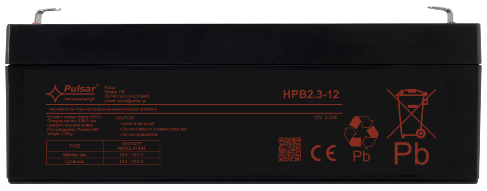 Acumulator 12V/2.3Ah Pulsar HPB2,3-12, [3],high-security.ro