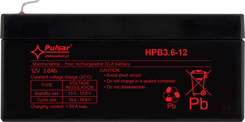 Acumulator 12V/3.6Ah Pulsar HPB3,6-12, [3],high-security.ro