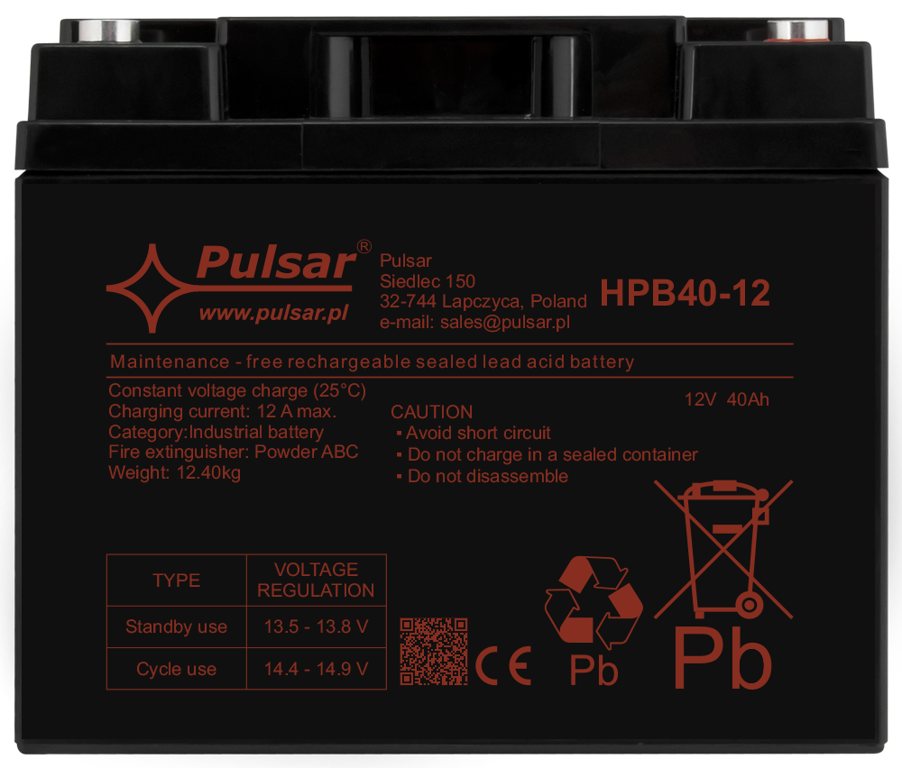Acumulator 12V/40Ah Pulsar HPB40-12, [3],high-security.ro