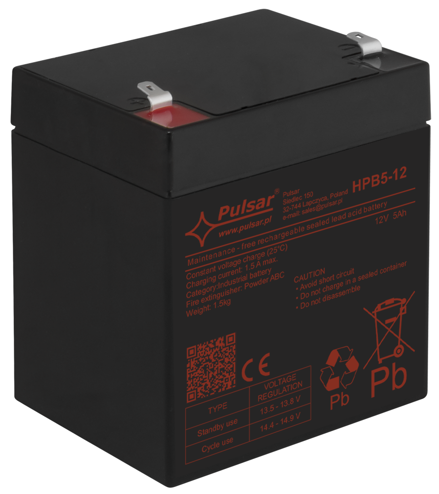 Acumulator 12V/5Ah Pulsar HPB5-12, [2],high-security.ro