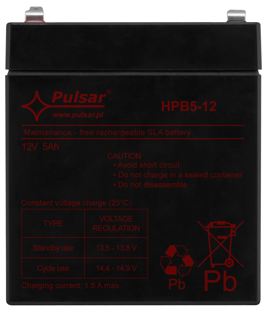 Acumulator 12V/5Ah Pulsar HPB5-12, [3],high-security.ro