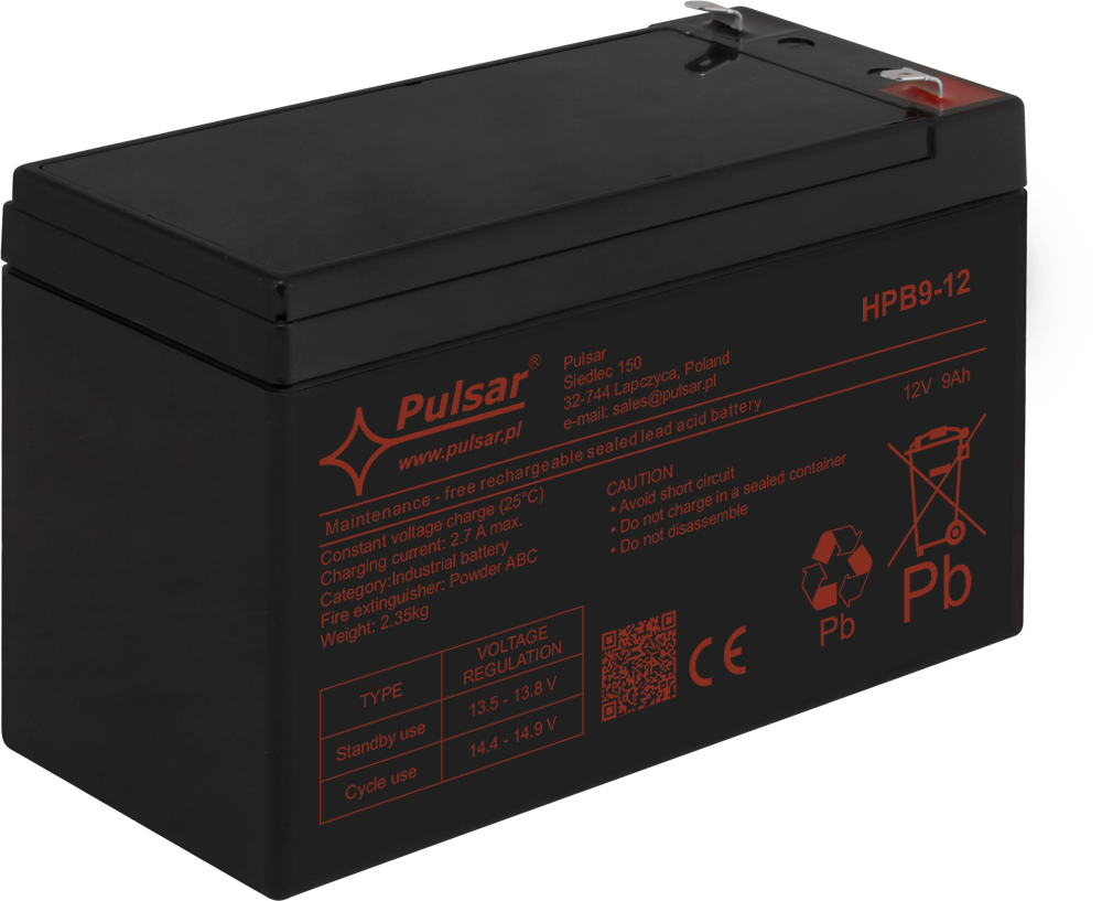 Acumulator 12V/9Ah Pulsar HPB9-12, [2],high-security.ro