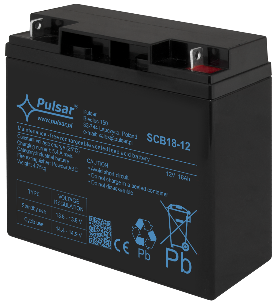 Acumulatori - Acumulator 18Ah/12V Pulsar SCB18-12, high-security.ro