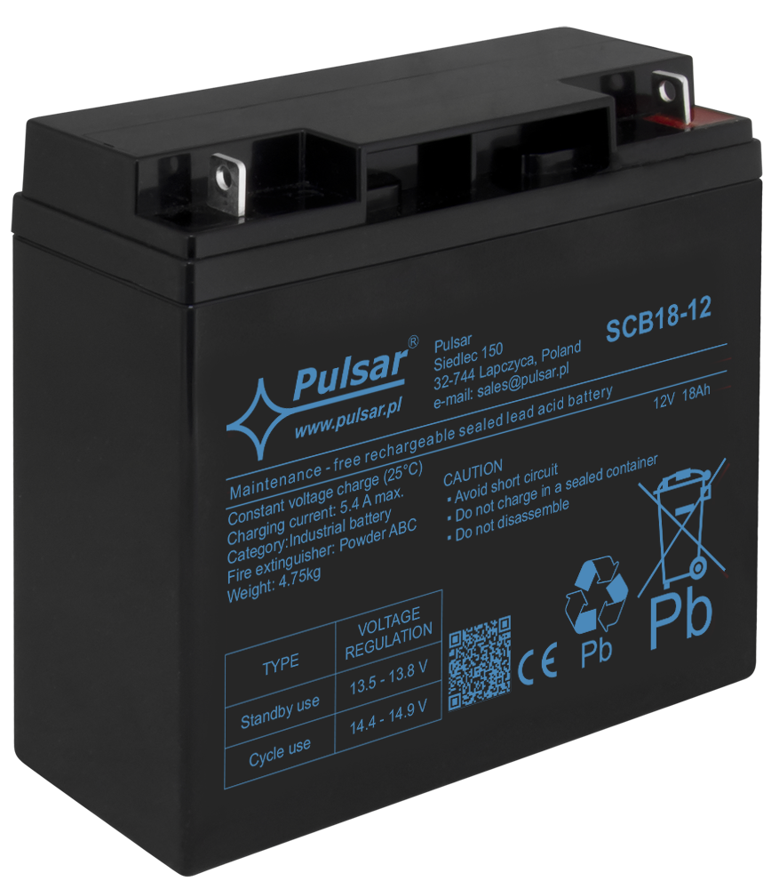 Acumulator 18Ah/12V Pulsar SCB18-12, [2],high-security.ro