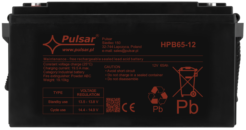 Acumulator 65Ah/12V Pulsar HPB65-12, [3],high-security.ro