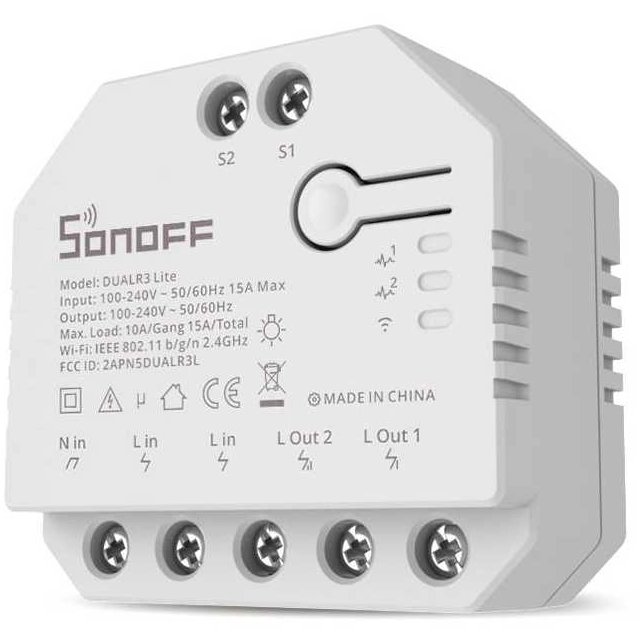 Sonoff - Releu inteligent Sonoff Dual R3 Lite, wireless, 2 canale, ab DUALR3 Lite, high-security.ro