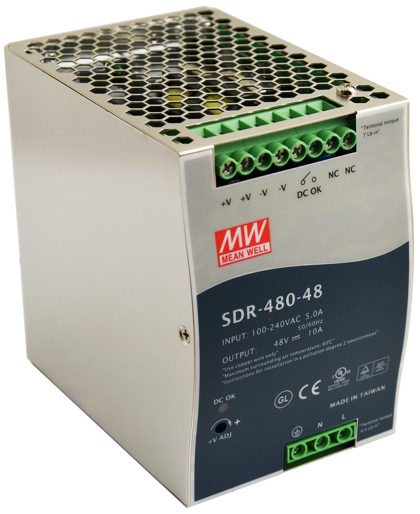 Surse/Alimentatoare - Sursă de alimentare pe șină DIN SDR 48V/480W/10A SDR-480-48, high-security.ro