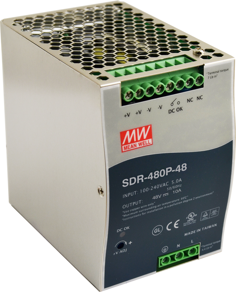 Surse/Alimentatoare - Sursă de alimentare pe șină DIN SDR 48V/480W/10A SDR-480P-48, high-security.ro