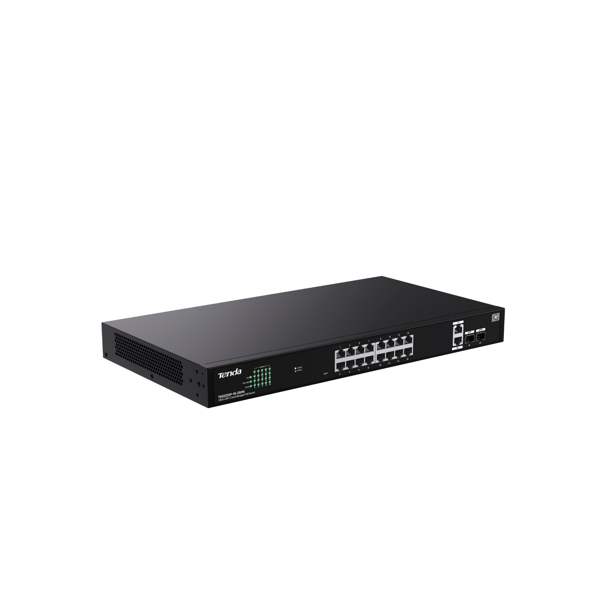 Switch 18 porturi RJ45 1Gbps (16&times;PoE+), 2 porturi SFP 1Gbps G2220P-16-250W, [3],high-security.ro