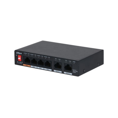 Switch 4 porturi POE + 2 Uplink Dahua, fără management PFS3006-4GT-60-V2, [3],high-security.ro