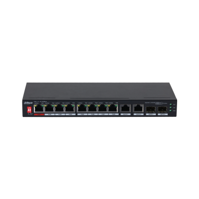 Switch 8 porturi PoE + 2 porturi uplink, fără management PFS3210-8ET2GF-96, [2],high-security.ro