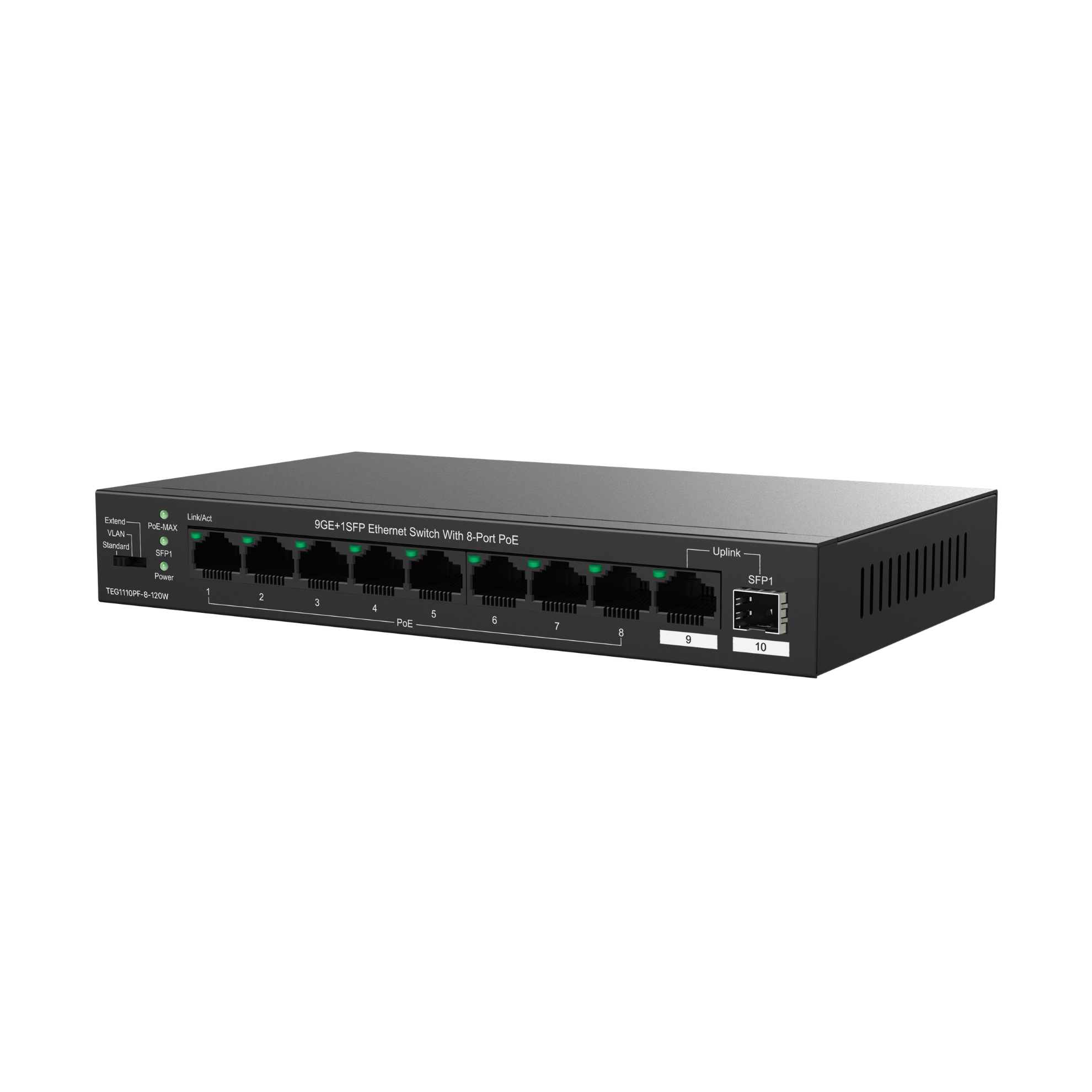 Switch Ethernet 9GE + 1SFP cu 8 porturi PoE G1110PF-8-120W, [2],https:high-security.ro