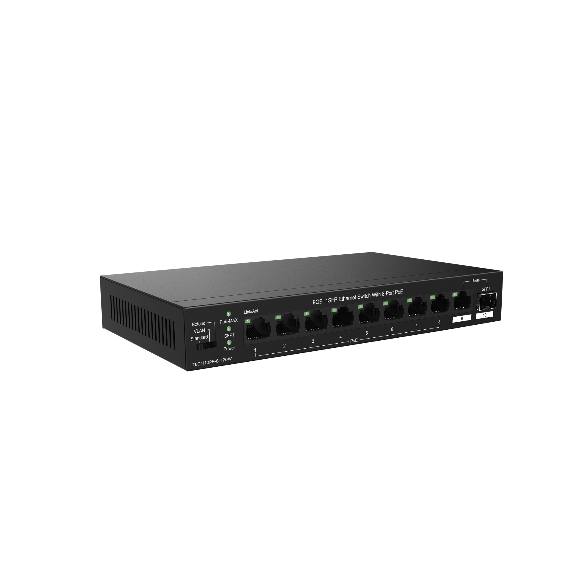 Switch Ethernet 9GE + 1SFP cu 8 porturi PoE G1110PF-8-120W, [4],https:high-security.ro