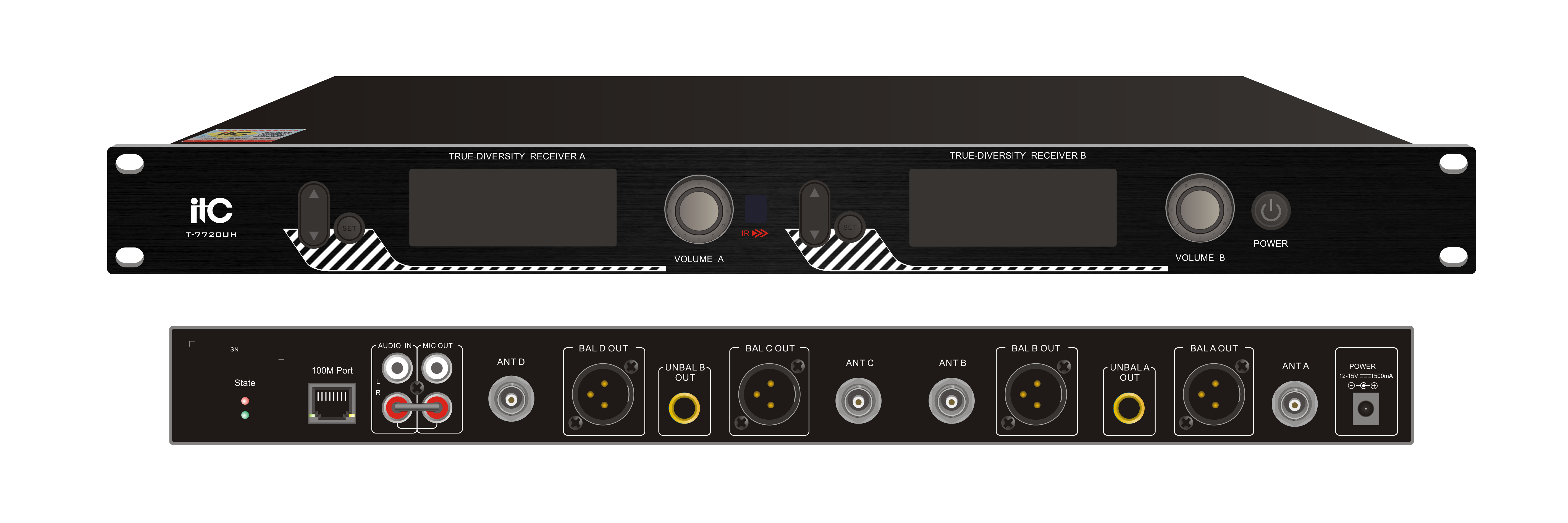 Statii/Amplificatoare - Unitate receptor cu 2 microfoane wireless UHF T-7720UH, high-security.ro