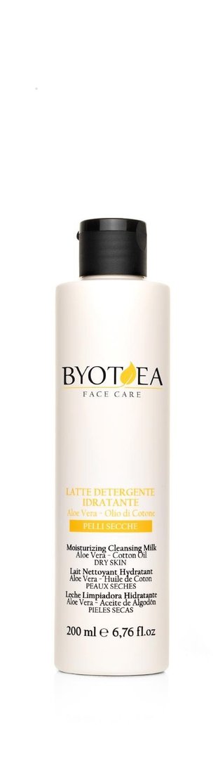 Lapte Demachiant Hidratant Cu Aloe Vera Si Ulei De Bumbac - Dry Skin - Moisturizing Cleansing Milk 200ml - BYOTEA