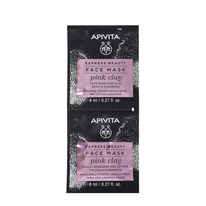 Masti si plasturi de fata -  Apivita Express masca argila roz curatare ten sensibil 2x8ml, sinapis.ro