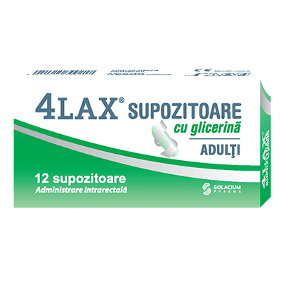Constipatie - 4Lax supozitoare cu glicerină adulți, Solacium, sinapis.ro