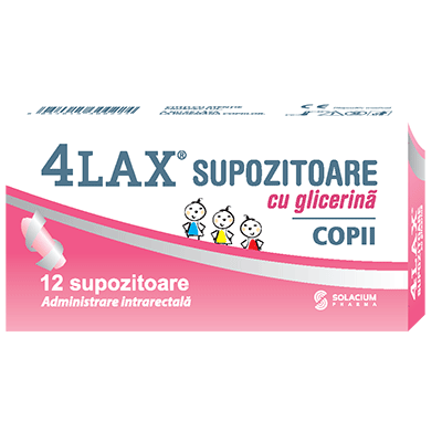 Constipatie - 4Lax supozitoare cu glicerină copii, Solacium, sinapis.ro