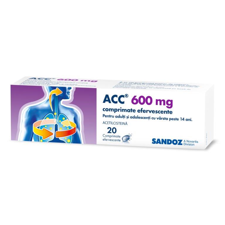 Expectorante - ACC, 600mg, 20 comprimate efervescente, Sandoz , sinapis.ro