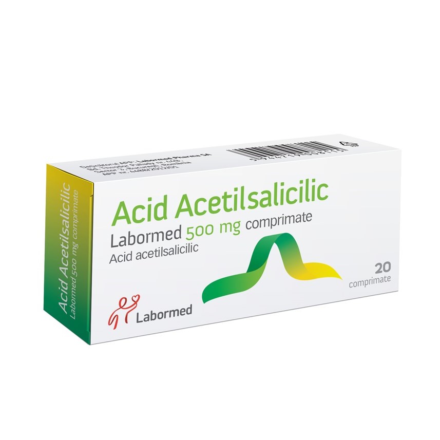 Analgezice - Acid acetilsalicilic LPH, 500mg, 20 comprimate, Labormed, sinapis.ro