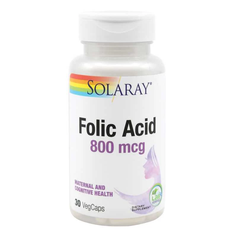 Uz general - Acid Folic 800 mcg Solaray, 30 capsule, Secom, sinapis.ro