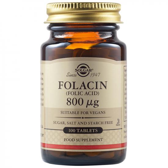 Adulti - Acid Folic Folacin 800 mcg, 100 tablete, Solgar, sinapis.ro