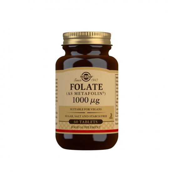 Adulti - Acid folic Folate 1000 mcg, 60 tablete, Solgar, sinapis.ro