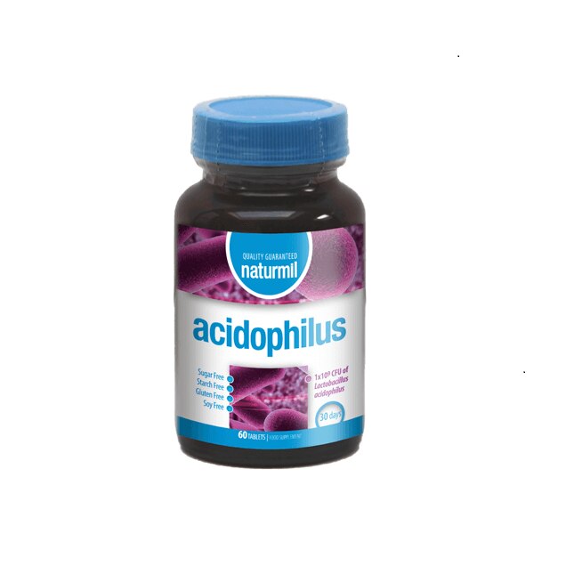 Probiotice si Prebiotice - Acidophilus 60 tablete, Naturmil, sinapis.ro