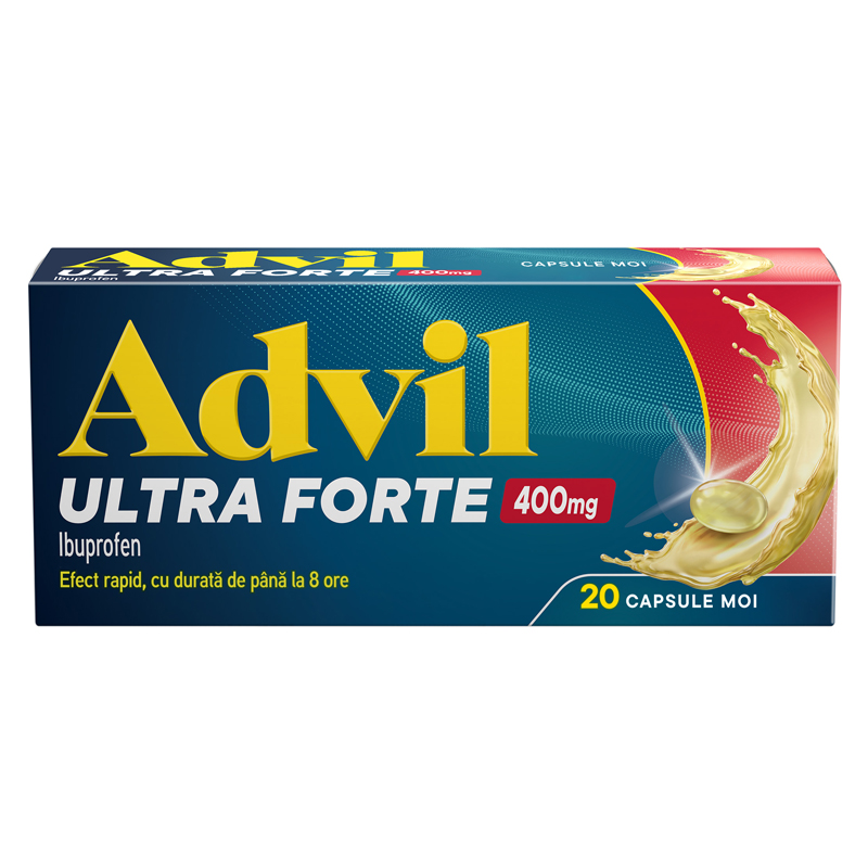 Analgezice - Advil Ultra Forte,  400mg, 20 capsule moi, GlaxoSmithKline, sinapis.ro