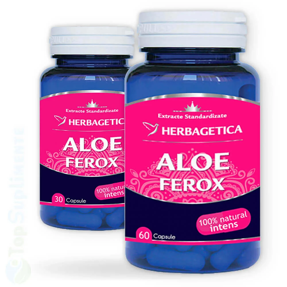 Detoxifiere - Aloe ferox,  60 + 30 capsule, Herbagetica, sinapis.ro