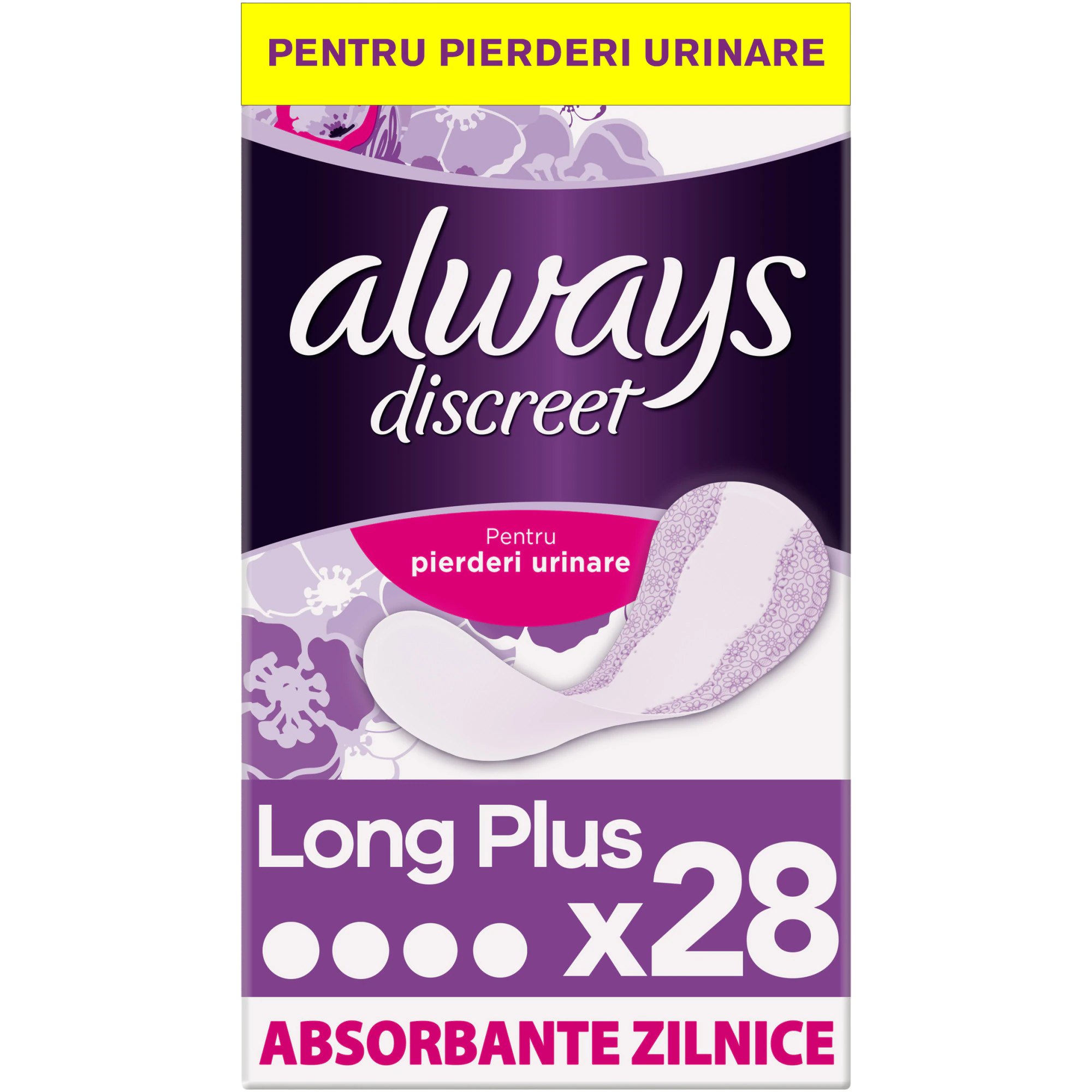 Absorbante si tampoane - Always discreet liners long+, 28 bucăți,  Procter & Gamble, sinapis.ro