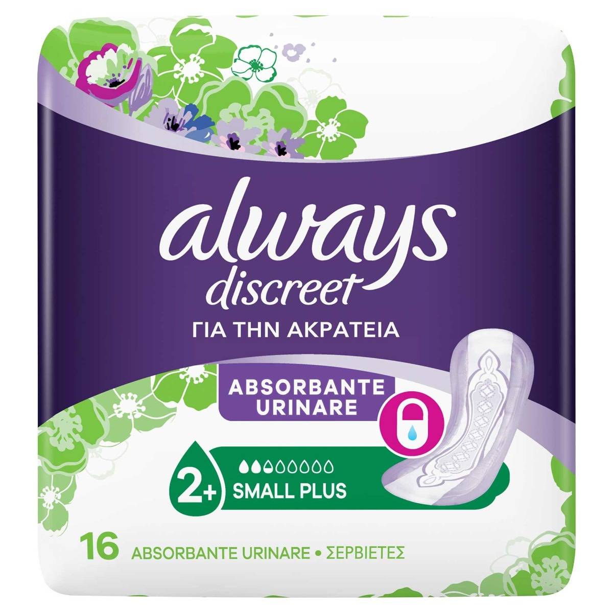 Absorbante si tampoane - Always discreet pads small+, 16 bucăți, Procter & Gamble, sinapis.ro