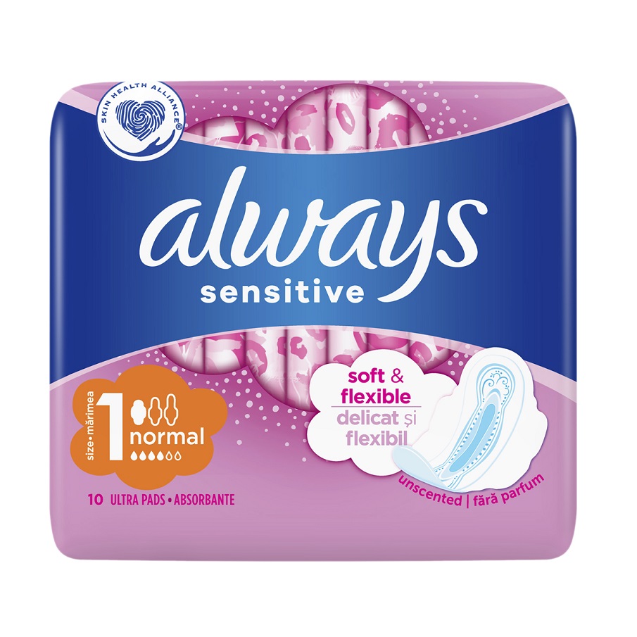 Absorbante si tampoane - Always sensitive ultra plus, 10 bucăți, Procter & Gamble, sinapis.ro