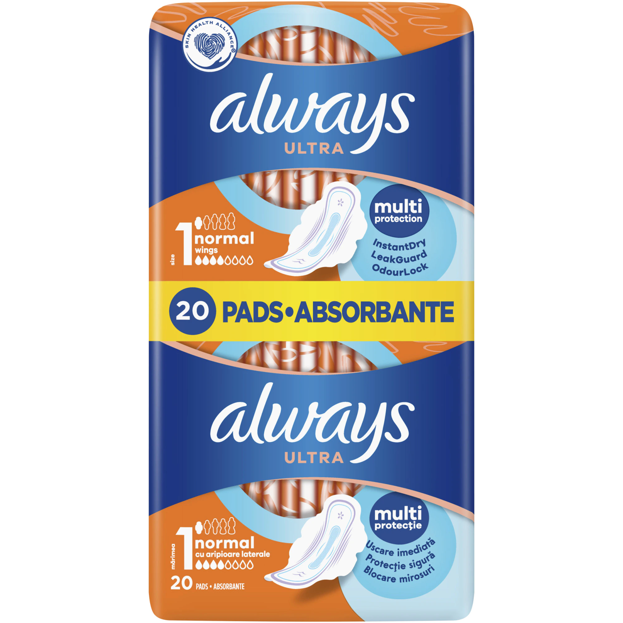 Absorbante si tampoane - Always ultra normal instant dry, 20 bucăți, Procter & Gamble, sinapis.ro