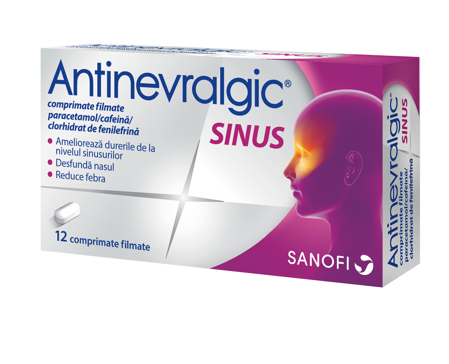 Raceala si gripa - Antinevralgic sinus, 12 comprimate, Sanofi, sinapis.ro